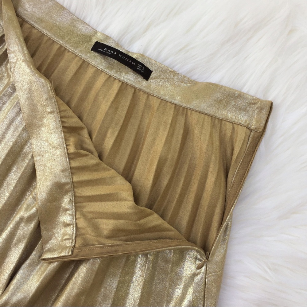 zara finely pleated metallic midi skirt - Picture 6 of 8